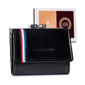PETERSON skórzany portfel damski czarny mały mini portmonetka 81503