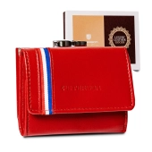 PETERSON portfel damski skórzany mały mini czerwony portmonetka 81504