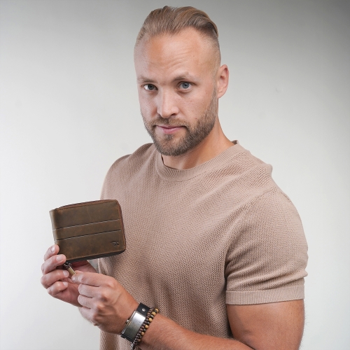 Męski skórzany portfel na zamek klasyczny brązowy Leo 3393 (13).jpg