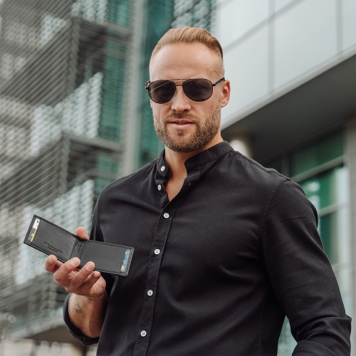 Mini portfel męski na dwie karty skóra czerń RFID Greg 3381 (11).jpg