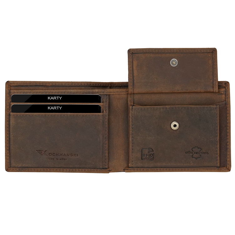 Mały portfel męski brązowy na karty slim RFID Leo 3403 (1).png