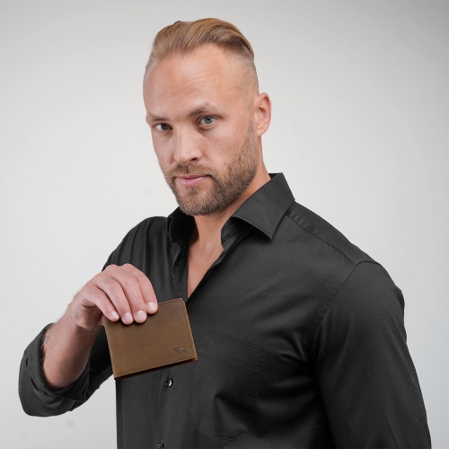 Mały portfel męski brązowy na karty slim RFID Leo 3403 (11).jpg