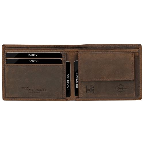 Mały portfel męski brązowy na karty slim RFID Leo 3403 (10).png