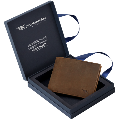 Mały portfel męski brązowy na karty slim RFID Leo 3403 (8).png