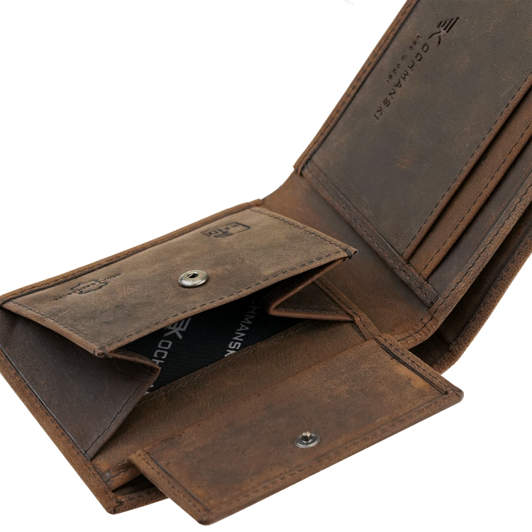 Mały portfel męski brązowy na karty slim RFID Leo 3403 (4).png