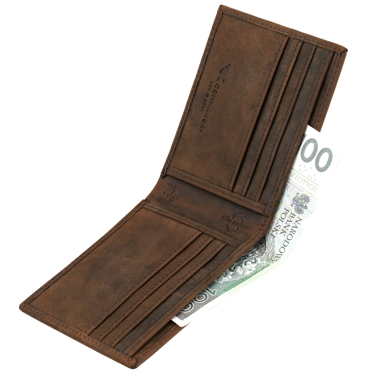 Portfel na karty męski slim brąz RFID Leo 3404 (7).png