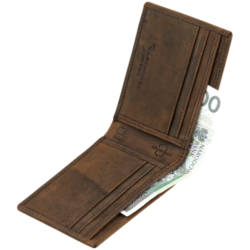 Mały cienki portfel męski ze skóry brąz na karty RFID Leo 3405 (7).png