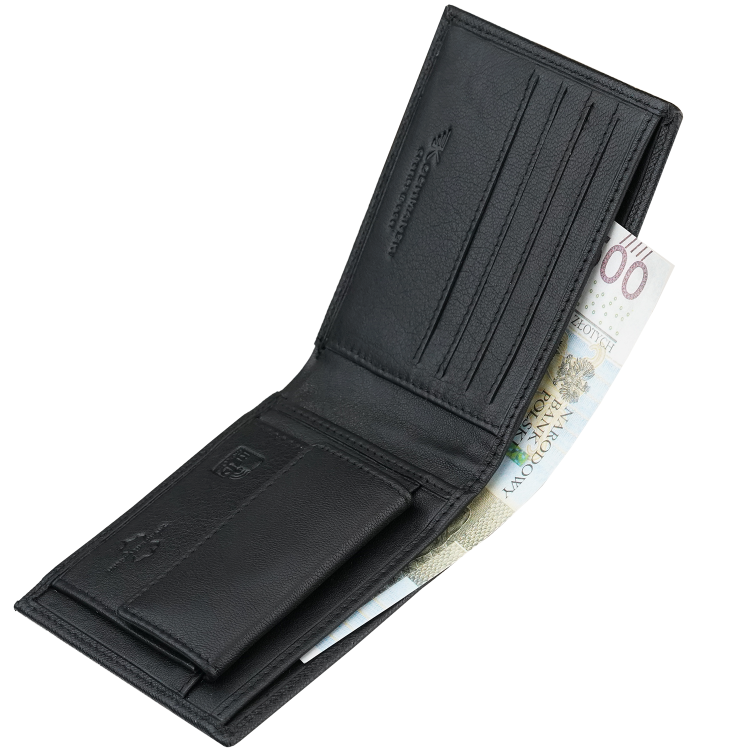 Portfel męski mały skóra saffiano na karty slim czarny Charles 3429 (8).png