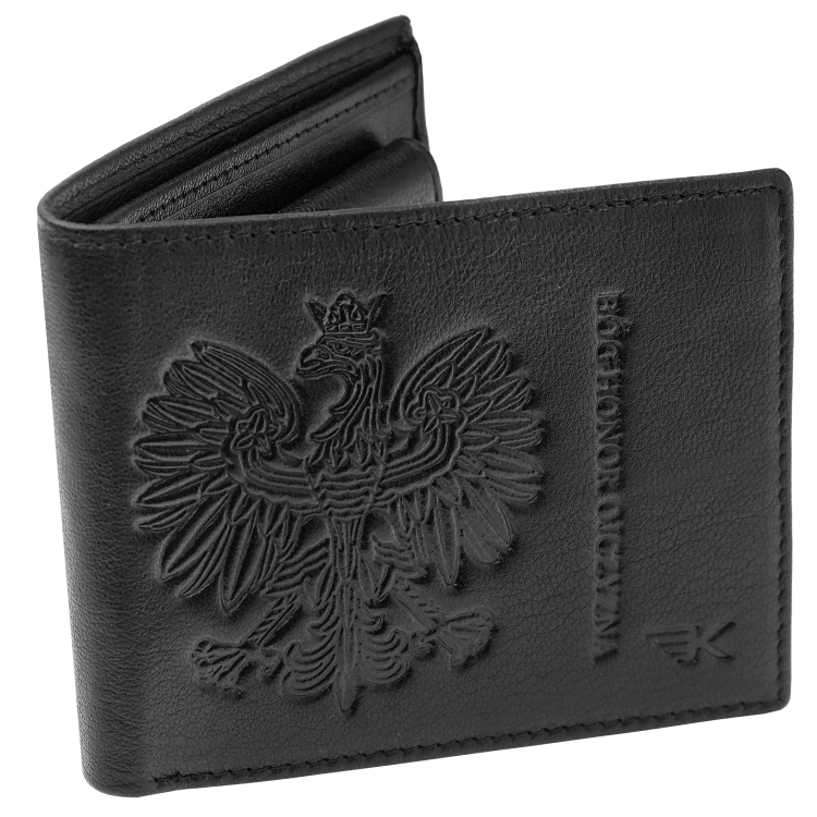 Skórzany portfel męski z orzełkiem slim czarny na karty Eagle 3431 (4).png