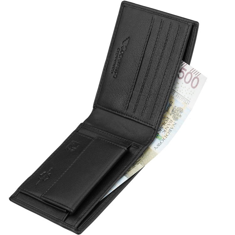 Skórzany portfel męski z orzełkiem slim czarny na karty Eagle 3431 (8).png