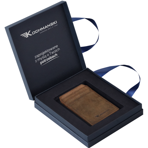 Mini portfel męski na karty brązowy skórzany cienki RFID Leo 3409 (3).png