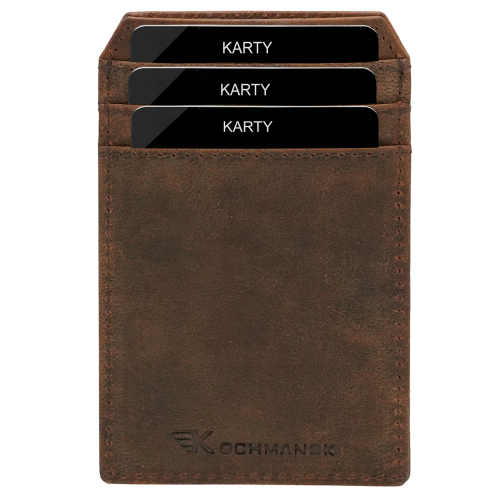 Mini portfel męski na karty brązowy skórzany cienki RFID Leo 3409 (4).png
