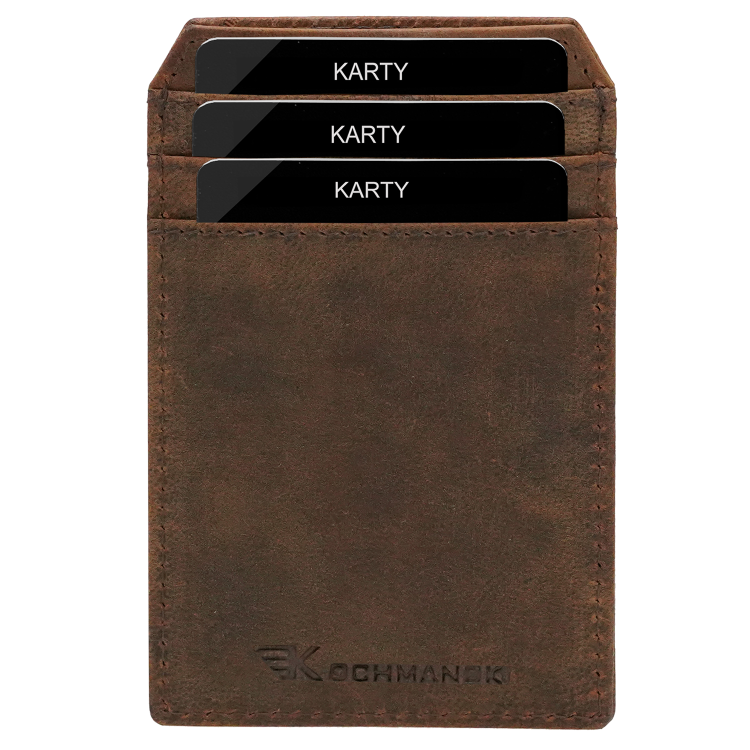 Mini portfel męski na karty brązowy skórzany cienki RFID Leo 3409 (4).png