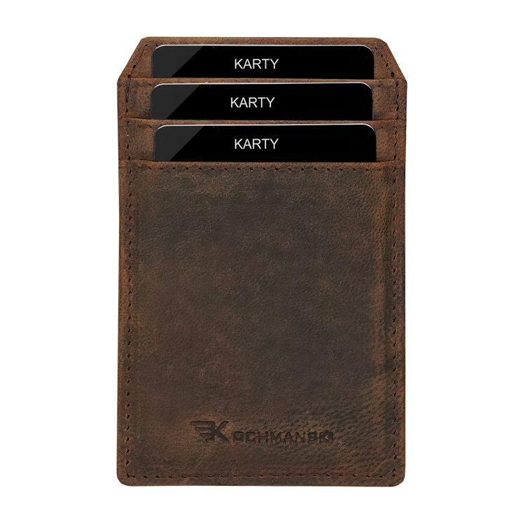 Mini portfel męski na karty brązowy skórzany cienki RFID Leo 3409 (6).png