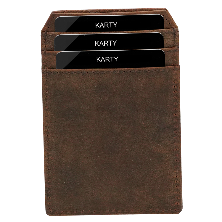 Mini portfel męski na karty brązowy skórzany cienki RFID Leo 3409 (7).png