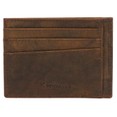Skórzany mini portfel męski na karty brązowy Leo