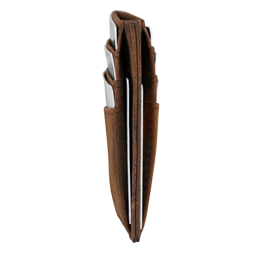 Skórzany mini portfel męski na karty brązowy RFID Leo 3412 (4).png