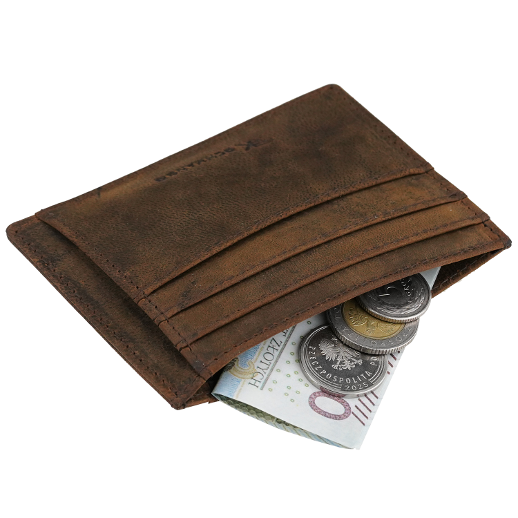 Skórzany mini portfel męski na karty brązowy RFID Leo 3412 (7).png
