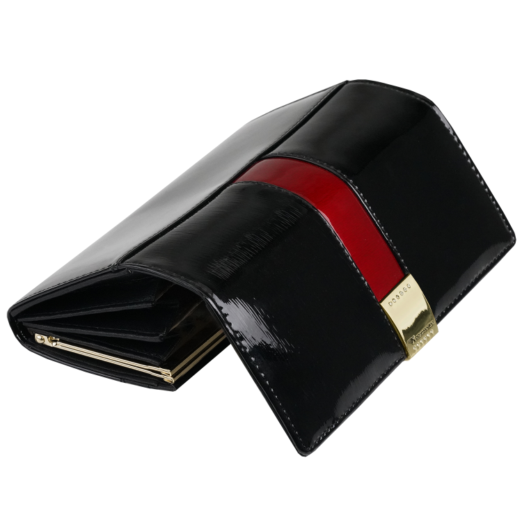 Portfel damski skórzany czarny lakierowany premium na bigiel Mia  3451 (9).png