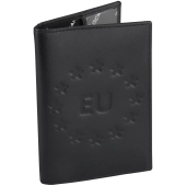 Etui skórzane na paszport czarne pokrowiec z tłoczeniem EU OHIO