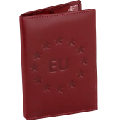 Skórzane etui na paszport czerwony okładka z tłoczeniem EU ISLA