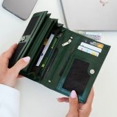Kochmanski portfel damski zielony skórzany średni na dokumenty z ochroną RFID Flora 3682 (6).jpg