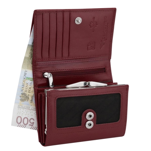 Kochmanski damski portfel bordowy skórzany mały na zatrzask z ochroną RFID Ruby 3630 (8).jpg