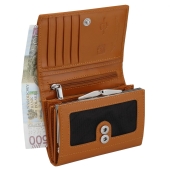 Kochmanski damski portfel brązowy skórzany mały na zatrzask z ochroną RFID Sarah 3633 (8).jpg