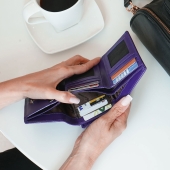 Kochmanski damski portfel fioletowy skórzany mały na zatrzask z ochroną RFID 3631 (10).JPG