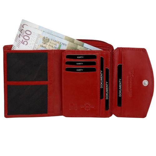 Kochmanski damski portfel czerwony skórzany zasuwany na zamek RFID 3657 (8).jpg