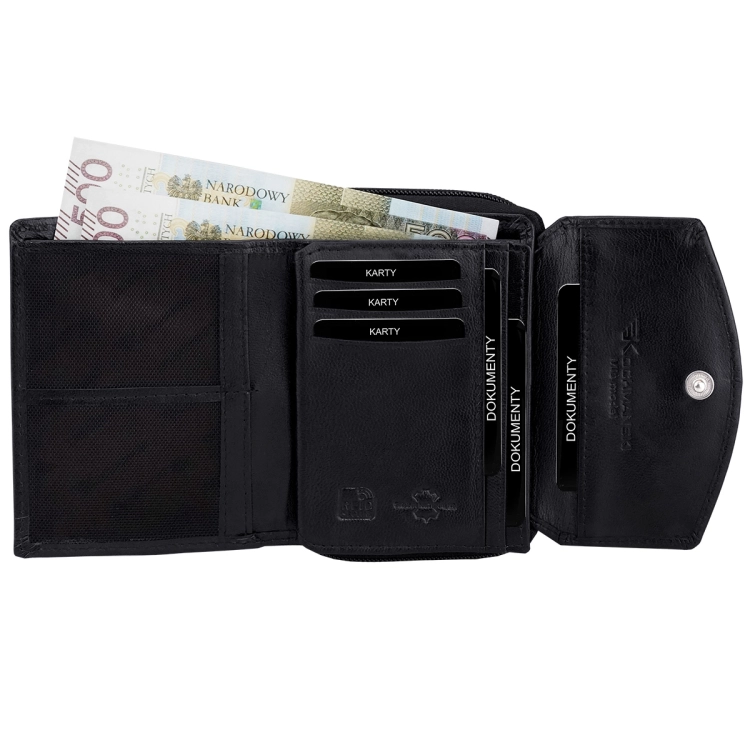 Kochmanski damski portfel czarny skórzany zasuwany na zamek RFID 3658 (8).jpg