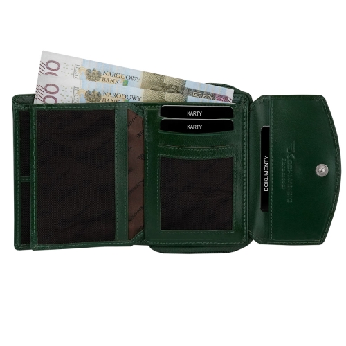 Kochmanski damski portfel zielony skórzany zasuwany na zamek RFID 3662 (7).jpg