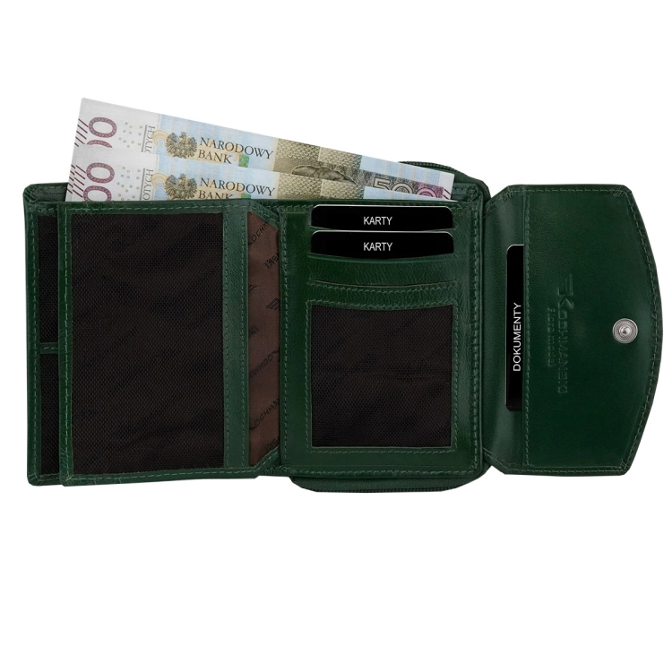 Kochmanski damski portfel zielony skórzany zasuwany na zamek RFID 3662 (7).jpg