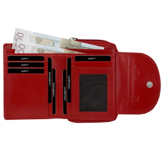 Kochmanski portfel damski skórzany czerwony na zamek portmonetka RFID  3667 (7).jpg