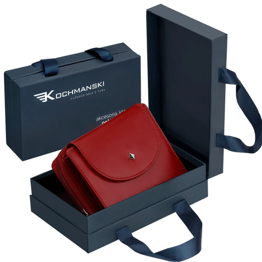 Kochmanski portfel damski skórzany czerwony na zamek portmonetka RFID  3667 (14).jpg