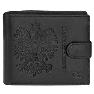 Portfel męski z orłem skórzany czarny na zatrzask Eagle