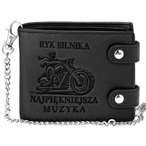Portfel męski dla motocyklisty z łańcuchem skóra naturalna czarny Greg