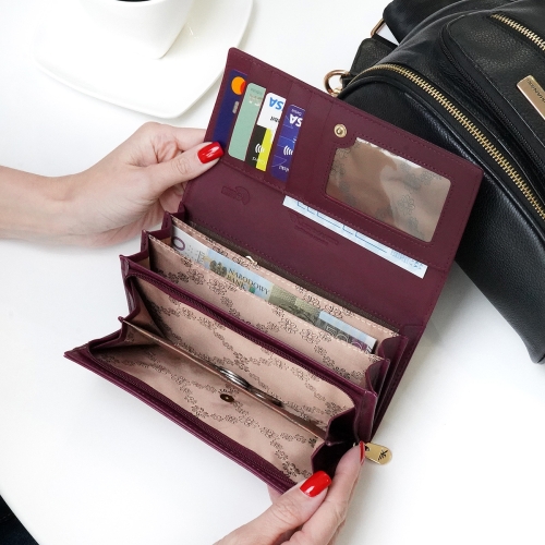 Skórzany portfel damski śliwkowy duży pojemny rfid saffiano Kochmanski 3752 (5).jpg