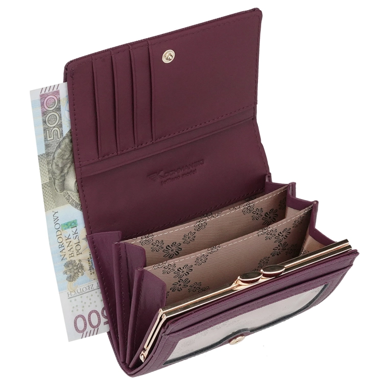 Portfel damski z biglem skórzany śliwkowy saffiano rfid skóra Kochmanski 3757  (7).jpg