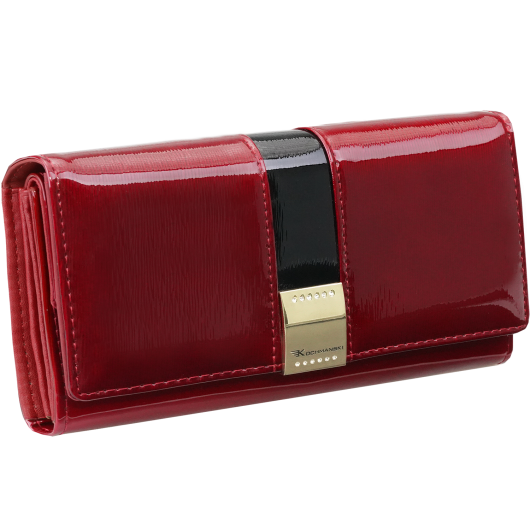 Portfel damski skórzany czerwony lakierowany premium