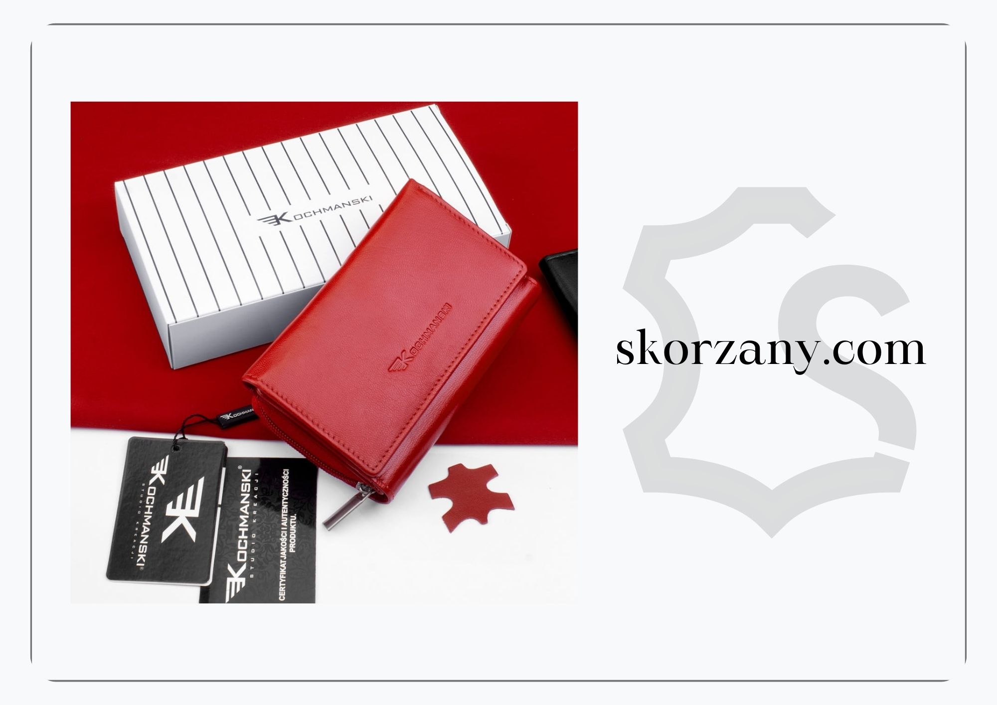 mały portfel czerwony skórzany 4309